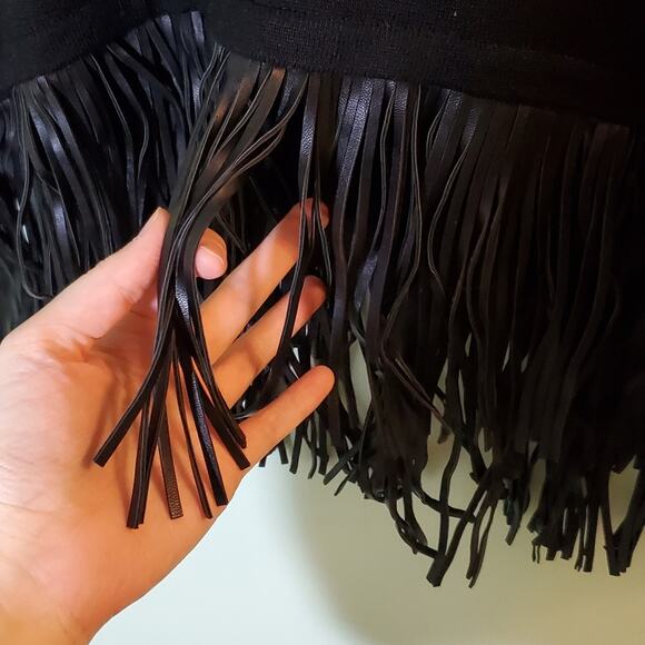 5/48 Indie Chic Black Pullover Sweater with Fringed Hem SMALL ~ Grunge Punk Rave - Picture 6 of 9